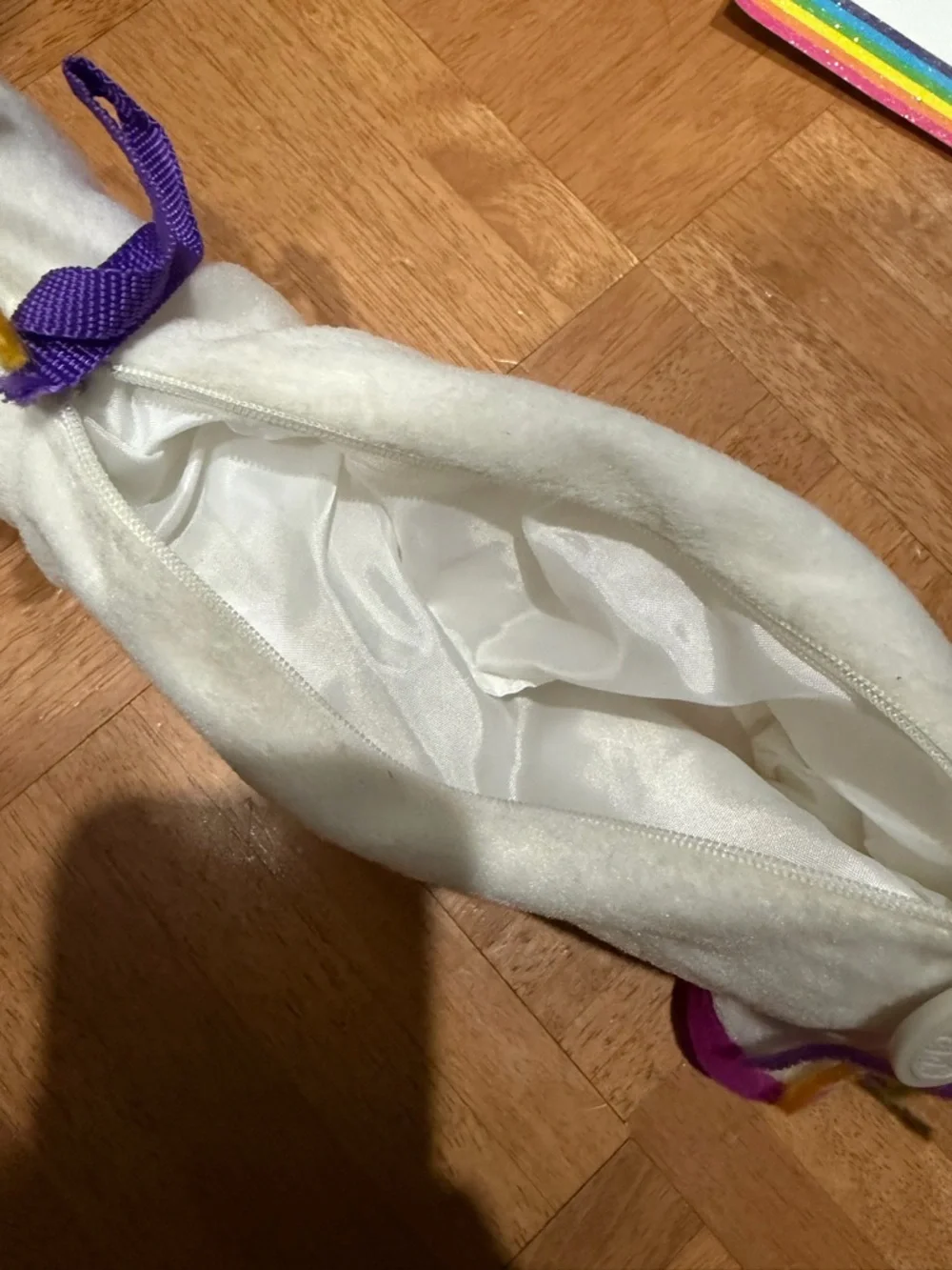 Vintage Lisa Frank Markie Plush White Unicorn Pencil Case